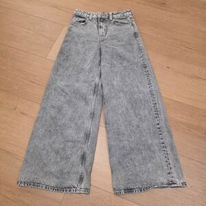 Divided H&M Jeans Size 0 Gray Stone Wash Wide Leg High Rise Cute Casual VTG Look